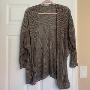 Tank and Black Pattered Knit Open Front Cardigan